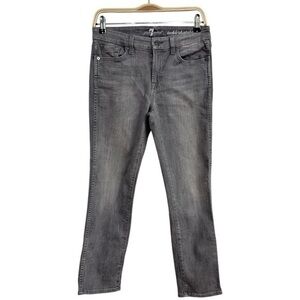 7 For All Mankind Size 29 Ankle Straight Gray Stretchy Jeans Front Zipper